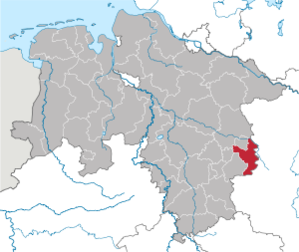 Lage des Landkreises Helmstedt in Niedersachsen