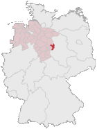 Lage des Landkreises Helmstedt in Deutschland